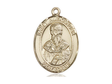 14kt solid gold St. Alexander Sauli patron saint medal pendant 1x3/4 inch handcrafted by Bliss Manufacturing