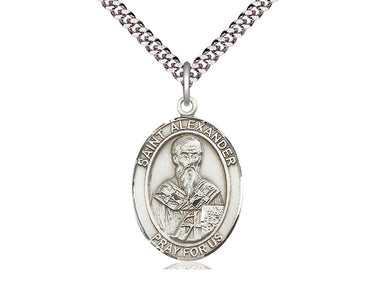 Sterling silver St. Alexander Sauli patron saint medal necklace with 24-inch chain by Bliss