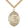 14kt gold filled St. Benjamin patron saint medal necklace 1 inch by 3/4 inch on 24 inch chain handmade by Bliss Manufacturing USA