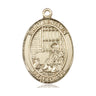 14kt Solid Gold St. Benjamin Patron Saint Medal Pendant 1x3/4 inch handcrafted by Bliss Manufacturing
