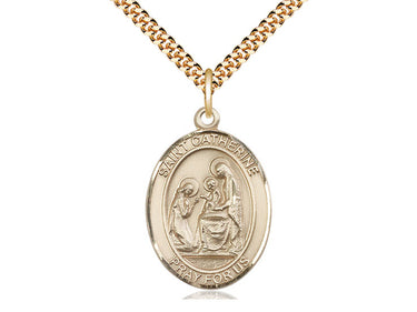 Gold Filled St. Catherine of Siena Medal Necklace 1 inch pendant on 24 inch gold chain, handcrafted by Bliss Manufacturing USA