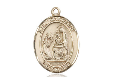14kt Solid Gold St. Catherine of Siena Medal Pendant 1 inch by 3/4 inch Handcrafted by Bliss