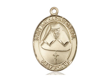 14kt solid gold St. Katharine Drexel patron saint medal pendant 1x3/4 inch handcrafted in USA by Bliss