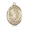 14kt solid gold St. Cecilia patron saint medal pendant, 1 inch by 3/4 inch, handcrafted by Bliss Manufacturing USA