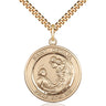 14kt gold filled St. Cecilia patron saint medal necklace, 1x5/8 inch pendant, 24 inch chain, handcrafted by Bliss Manufacturing