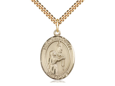 14kt Gold Filled St. Bernadette Patron Saint Medal Necklace 1 x 3/4 inch with 24 inch Chain by Bliss