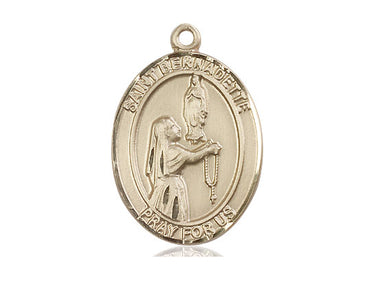 14kt Solid Gold St. Bernadette Patron Saint Medal Pendant 1x3/4 inch handcrafted by Bliss Manufacturing