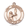 14kt Solid Gold St. Bernadette Patron Saint Medal Pendant 1 inch by 5/8 inch Handcrafted by Bliss Manufacturing USA