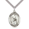 Sterling silver St. Bernadette patron saint medal necklace, 1 by 3/4 inch, 24 inch chain, Bliss
