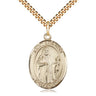 14kt Gold Filled St. Brendan the Navigator Patron Saint Medal Necklace 1 inch by 3/4 inch with 24 inch Chain by Bliss Manufacturing USA