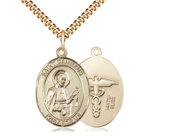 14kt Gold Filled St. Camillus of Lellis patron saint medal necklace 1 x 3/4 on 24 inch chain by Bliss