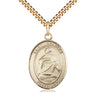14kt gold filled St. Charles Borromeo patron saint medal necklace, 1 inch by 3/4 inch pendant, 24 inch chain, handcrafted by Bliss