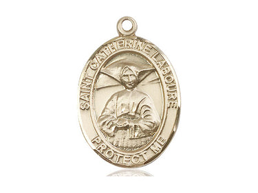 14kt solid gold St. Catherine Labouré medal pendant, 1 x 3/4 inch, handcrafted in USA by Bliss Manufacturing