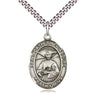 Sterling Silver St. Catherine Laboure Patron Saint Medal Necklace 1x3/4 inch on 24 inch Chain by Bliss
