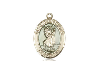 14kt Solid Gold St. Christopher Medium Medal Pendant 1 x 3/4 inch by Bliss Manufacturing