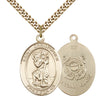 Gold filled St. Christopher Coast Guard medal necklace 1 inch pendant on 24 inch chain by Bliss