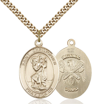 Gold filled St Christopher patron saint medal necklace 1 inch with 24 inch chain by Bliss