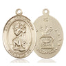 Solid 14kt Gold St Christopher Medal Pendant 1x3/4 inch Medium handcrafted in USA by Bliss Manufacturing