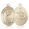 14kt solid gold St. Christopher patron saint medal pendant 1 x 3/4 inches handcrafted by Bliss