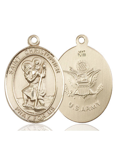 14kt solid gold St. Christopher patron saint medal pendant 1 x 3/4 inches handcrafted by Bliss