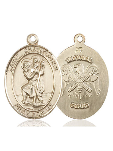 14kt Solid Gold St. Christopher Medal Pendant 1 x 3/4 handmade by Bliss Manufacturing