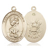 14kt solid gold St. Christopher patron saint medal pendant, 1 inch by 3/4 inch, handcrafted in USA by Bliss Manufacturing
