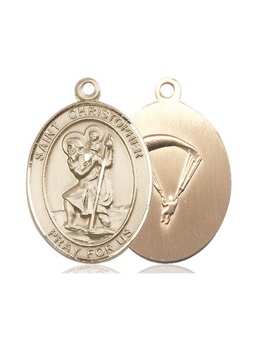 14kt Solid Gold St. Christopher Paratrooper Medal Pendant 1 x 3/4 inches handcrafted by Bliss