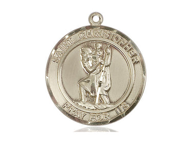 14kt Solid Gold St. Christopher Medal Pendant 1 inch x 5/8 inch by Bliss Manufacturing