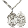 Sterling Silver St. Christopher EMT Medal Necklace 1 inch by 3/4 inch with 24 inch chain by Bliss