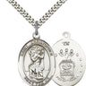 Sterling Silver St. Christopher Air Force Medal Necklace 1x3/4 inch pendant on 24 inch curb chain by Bliss Manufacturing