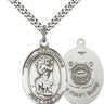 Sterling Silver St. Christopher Coast Guard Medal Necklace 1 x 3/4 inch on 24 inch chain by Bliss