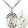 Sterling Silver St. Christopher Paratrooper Medal Necklace 1 x 3/4 inches on 24 inch curb chain by Bliss