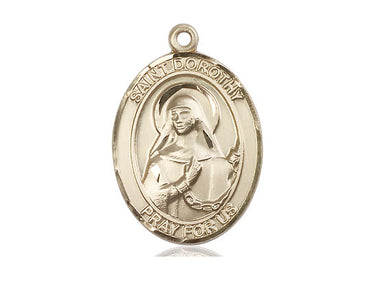 14kt Solid Gold St. Dorothy Patron Saint Medal Pendant 1 x 3/4 Handcrafted by Bliss