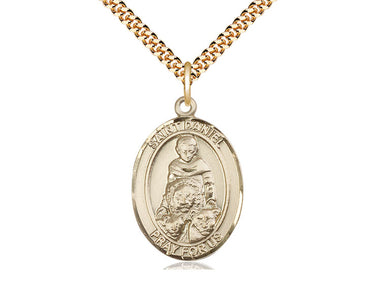 14kt Gold Filled St. Daniel Patron Saint Medal Necklace 1x3/4 inch with 24 inch Curb Chain by Bliss