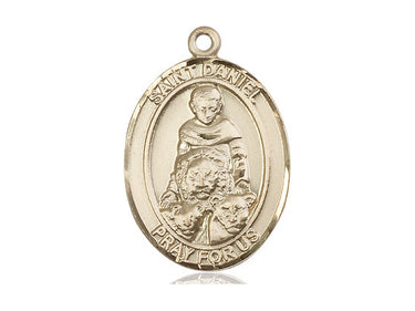 14kt Solid Gold St. Daniel Patron Saint Medal Pendant 1 inch by 3/4 inch Handcrafted by Bliss