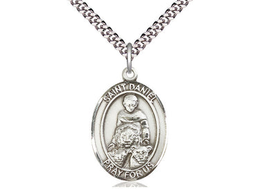 Sterling Silver St. Daniel Patron Saint Medal Necklace 1 inch by 3/4 inch with 24 inch Chain by Bliss