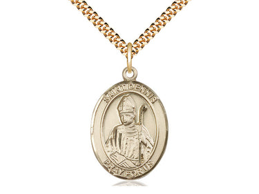 14kt Gold Filled St. Dennis Patron Saint Medal Necklace 1x3/4 inch with 24 inch Curb Chain by Bliss