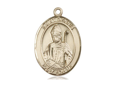 14kt Solid Gold St. Dennis Patron Saint Medal Pendant 1 inch by 3/4 inch Handcrafted by Bliss