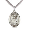 Sterling Silver St. Dennis Patron Saint Medal Necklace 1x3/4 inch with 24 inch chain by Bliss Manufacturing