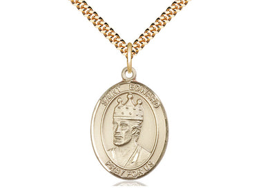 14kt Gold Filled St. Edward the Confessor Patron Saint Medal Necklace 1 x 3/4 inch on 24 inch Chain by Bliss