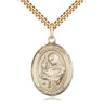 14kt gold filled St. Clare of Assisi patron saint medal necklace with 24-inch chain, 1 x 3/4 inch pendant by Bliss