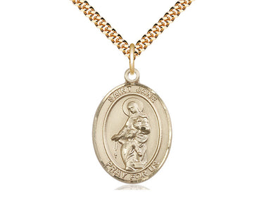 14kt gold filled St. Jane of Valois patron saint medal necklace 1 x 3/4 inch with 24 inch curb chain by Bliss