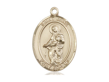 14kt Solid Gold St. Jane of Valois Patron Saint Medal Pendant 1 x 3/4 inch handcrafted by Bliss