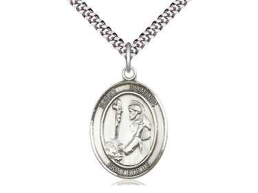 Sterling silver St. Dominic de Guzman patron saint medal necklace 1 inch by 3/4 inch with 24 inch chain by Bliss USA