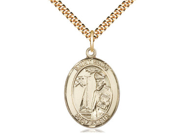 14kt gold filled St. Elmo patron saint medal necklace with 24 inch curb chain, handcrafted in USA by Bliss Manufacturing