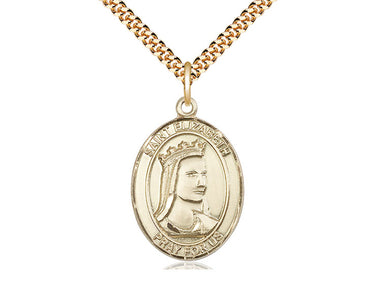14kt Gold Filled St. Elizabeth of Hungary Patron Saint Medal Necklace 1x3/4 inch with 24 inch chain by Bliss