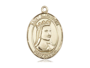 14kt Solid Gold St. Elizabeth of Hungary Patron Saint Medal Pendant 1x3/4 inch by Bliss Manufacturing