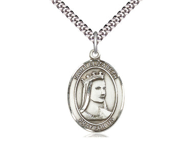 Sterling Silver St. Elizabeth of Hungary Patron Saint Medal Necklace 1x3/4 inch with 24 inch chain by Bliss
