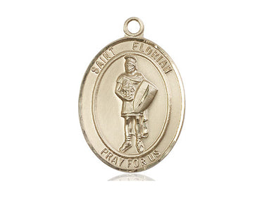 14kt Solid Gold St. Florian Medal Pendant 1 inch by 3/4 inch handcrafted by Bliss Manufacturing USA