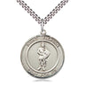 Sterling Silver St. Florian Patron Saint Medal Necklace 1 inch by 5/8 inch with 24 inch chain by Bliss